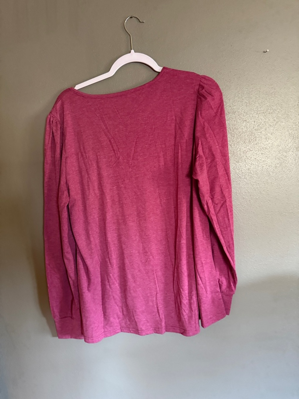 Women's Long-Sleeve Pintuck Jersey Top - Berry - Picture 3 of 3